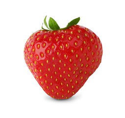 Fresh ripe strawberry closeup isolated on white background