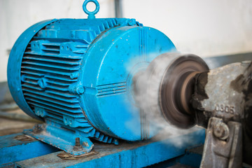 motor equipment with smoke in factory for water pump