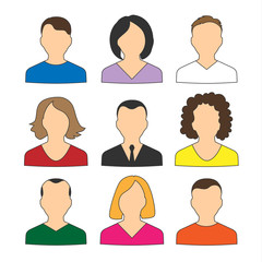 Collection of colored icons avatars people for web