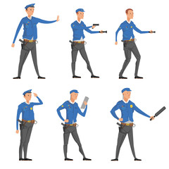 Security and police officers standing.