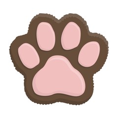 Brown kitten paw. Animal cat paw print in flat style isolated on white background. Vector illustartion