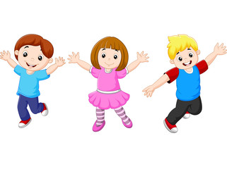 Happy little kids cartoon