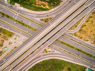 Top view over the road and highway