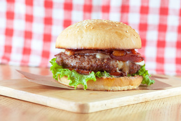 Tasty and appetizing hamburger