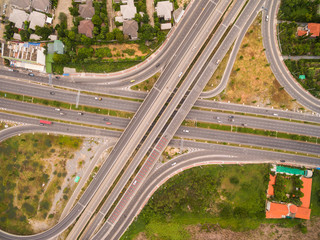 Top view over the road and highway