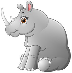 Happy rhino cartoon sitting © dreamblack46