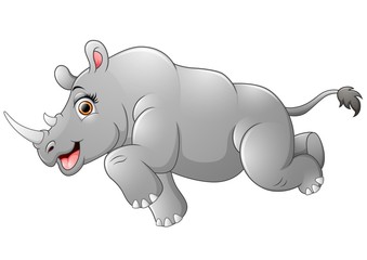 Happy rhino cartoon running © dreamblack46