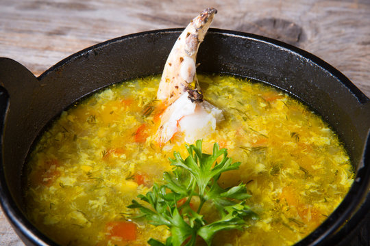 Lentil soup with crab meat