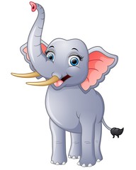 Happy elephant cartoon isolated on white background