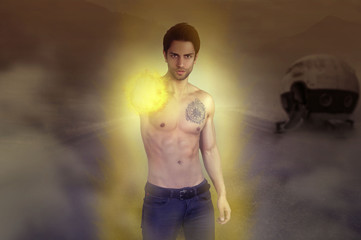 superhero making a fireball 