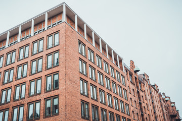 Exterior of red brick warehouse, Speicherstadt