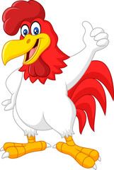 Cartoon rooster giving thumb up