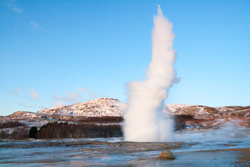 Fototapeta na wymiar Strokkur geyser in Iceland erupting