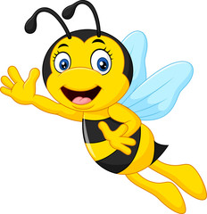 Cartoon bee waving hand 