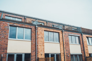 Close up low angle view of unadorned tenements
