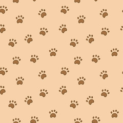 Seamless pattern with paw isolated on white background.