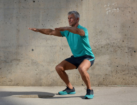 Elderly man practicing sports