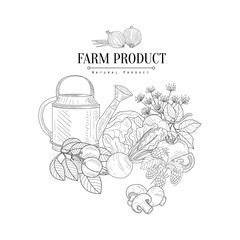 Farm Product Hand Drawn Realistic Sketch