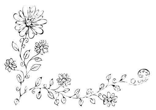 The pattern of flowers and leaves in strokes