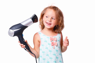 Girl drying her hair