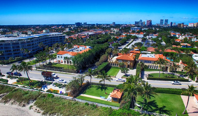 Beautiful aerial view of Palm Beach on a sunny day, Florida