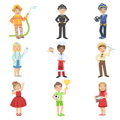 Kids With Their Future Professions Attributes