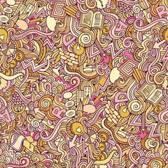 Cartoon cute doodles hand drawn Idea seamless pattern