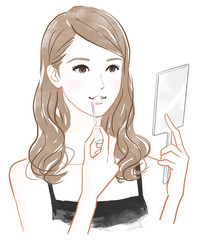 リップグロスを塗る女性