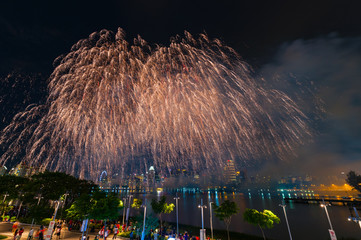 fireworks by water in Singapore city