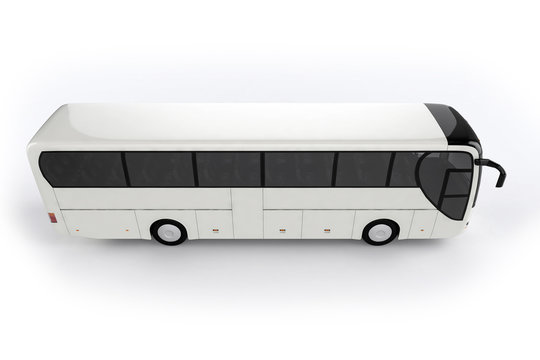 Top View - Bus Mock Up on White Background, 3D Illustration