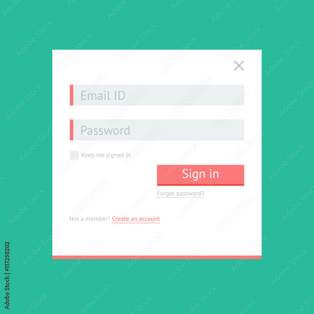 Poster simple light flat login form for web and mobile applications