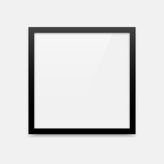 Simple black square vector photo frame empty blank template