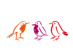 birds icon set. shabby animal image. sketch hand drawn vector il