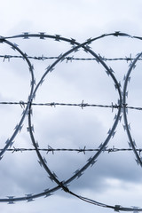 Coiled razor and barbed wire fence