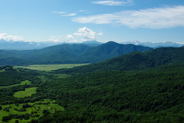 Obraz na płótnie Canvas Mountain landscape forest sky summer