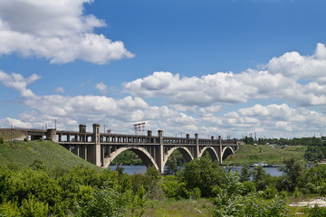 bridge across the Dnieper River in Kiev, Ukraine