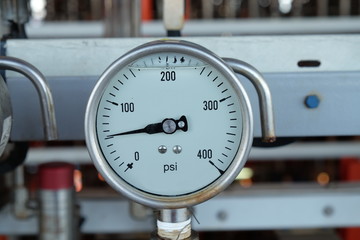 Pressure gauge, measuring instrument close up.