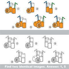 Visual game. Find hidden couple of Juice glasses.