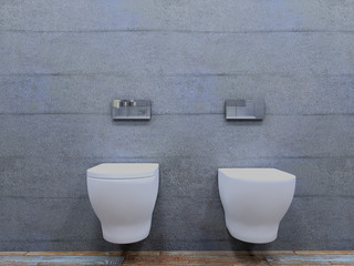 3D-rendering modern bathroom in a big house