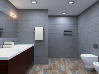 Fototapeta na wymiar 3D-rendering modern bathroom in a big house
