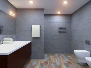 3D-rendering modern bathroom in a big house