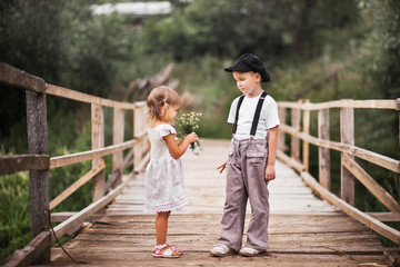 Children happy outdoors.