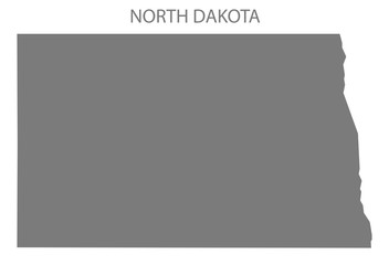 North Dakota USA Map grey - obrazy, fototapety, plakaty