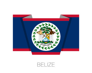 Flag of Belize. Flat Icon Wavering Flag with Country Name
