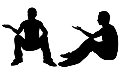 silhouettes of men begging