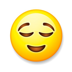Emoji isolated on white background, emoticon relieved face