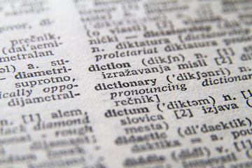 Word dictionary close-up