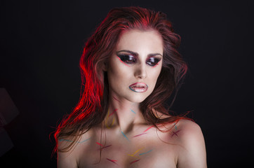 Naklejka premium Body Art on a red-haired girl
