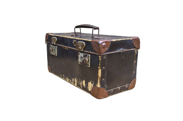 Vintage suitcase isolated on white background.