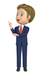 3D illustration character - A small business man guides you.